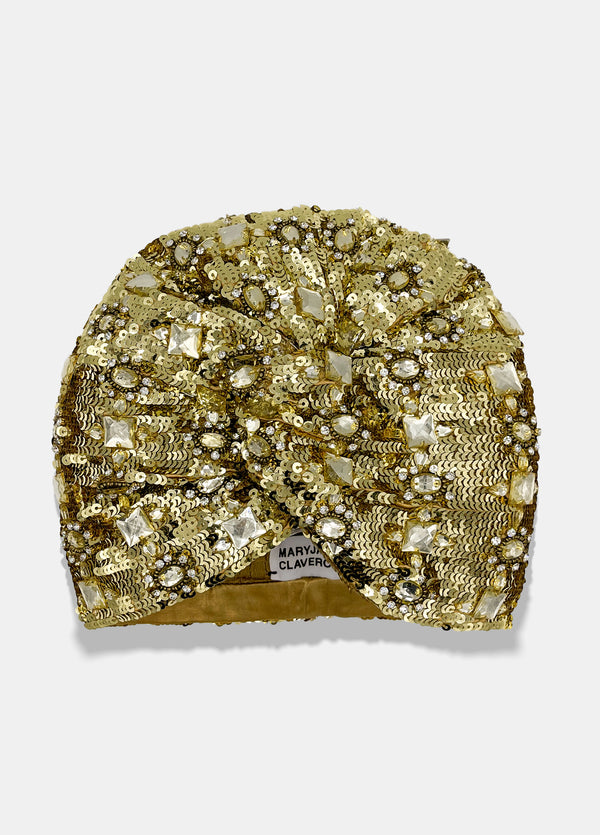 gold sequin luxury turban