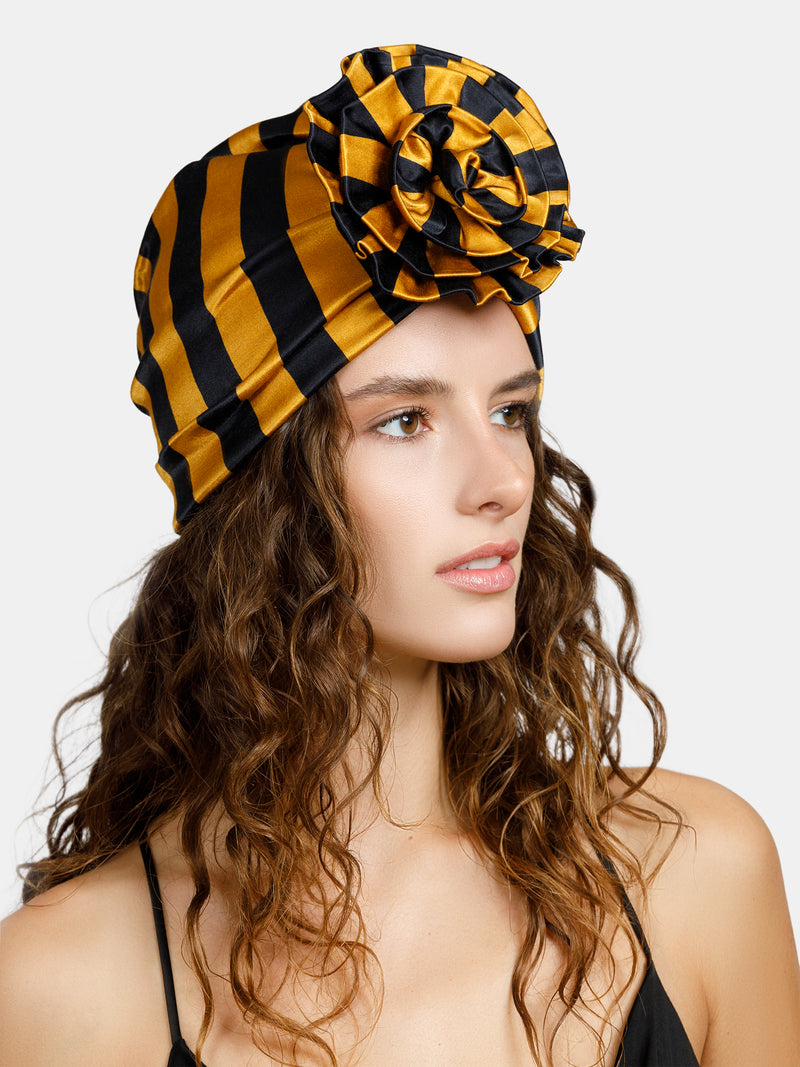 Striped turban designed by Maryjane Claverol