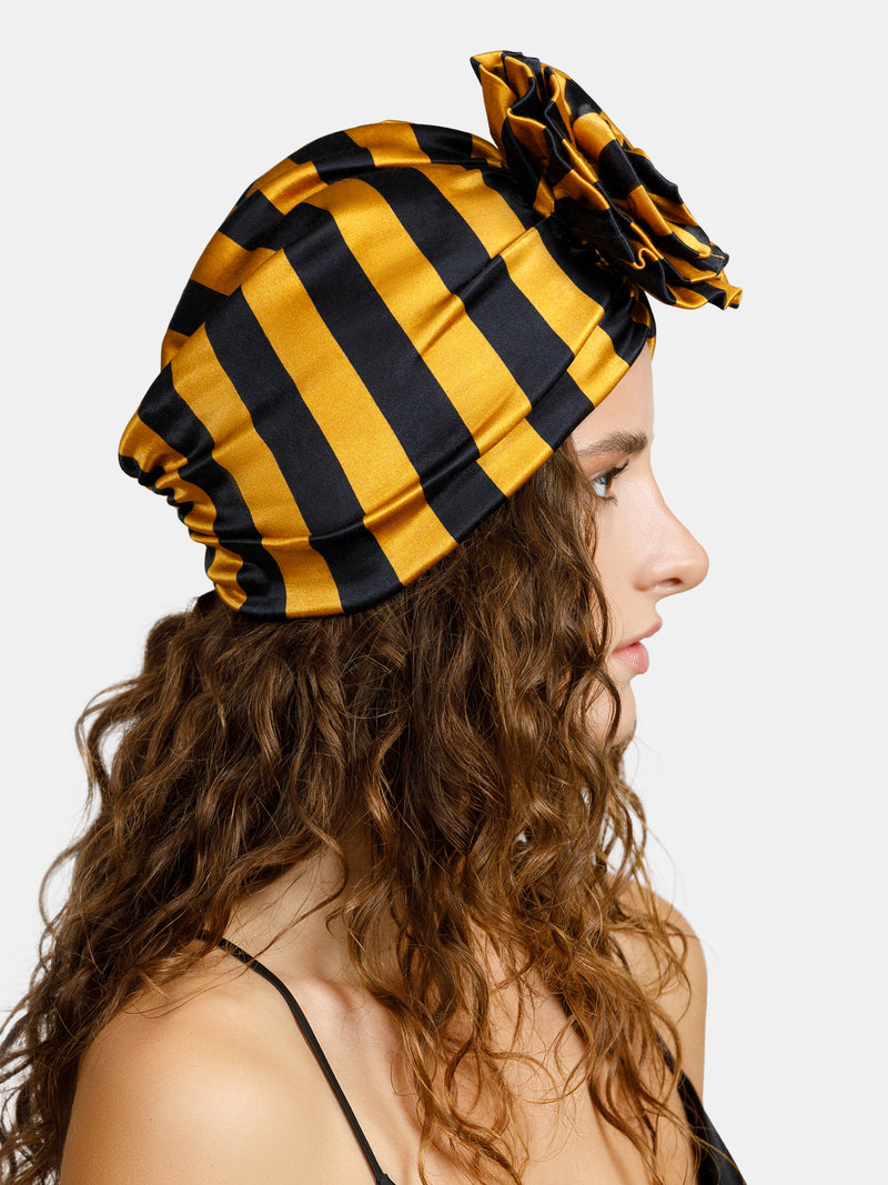 Striped turban designed by Maryjane Claverol