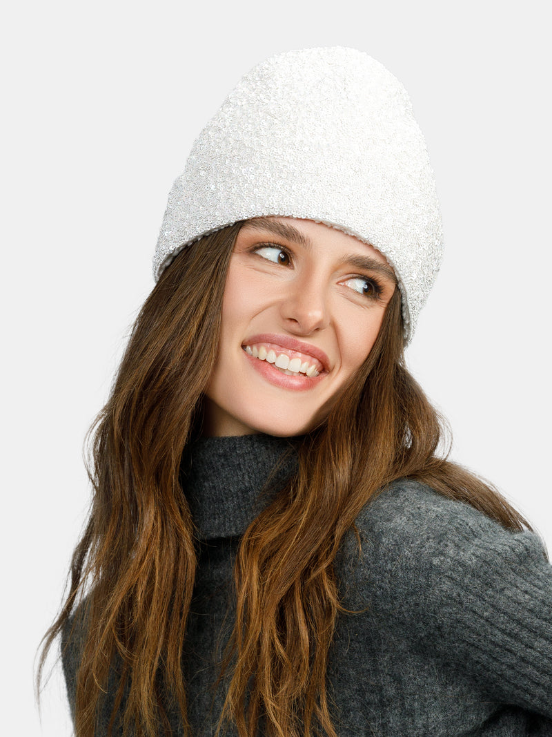 embellished winter beanie designed by Maryjane Claverol