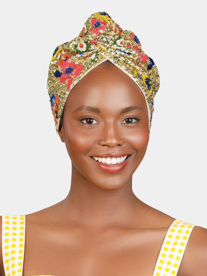 High embellished luxury turban designed by Maryjane Claverol