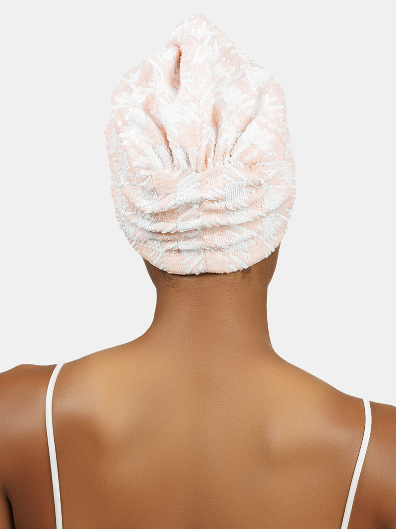 Checkered sequin embellished turban designed by Maryjane Claverol