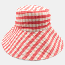 Foppy wide brim, picnic check terry cloth bucket hat  designed by Maryjane Claverol